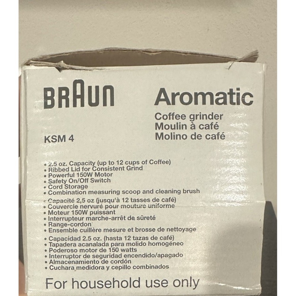 Braun Aromatic Coffee Grinder Gourmet Edition KSM-4 2.5 oz Box & Instructions - Picture 10 of 14